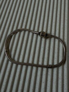 Pandora Silver Tone Snake Chain Charm Bracelet - Silver
